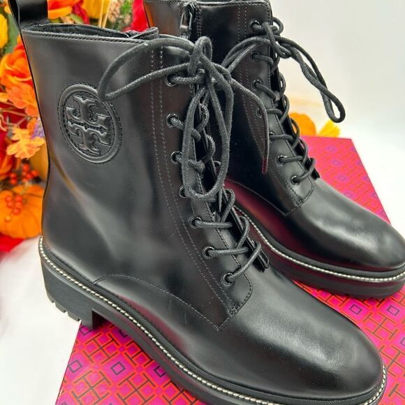 SOLD!!    Women’s Tory Burch, 50mm leather lug sole lace up boots, size 10.5. - Picture 4 of 11
